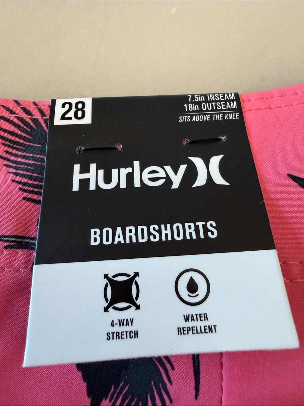 Hurley Men’s Pink Hibiscus Print Boardshorts - Picture 4 of 5